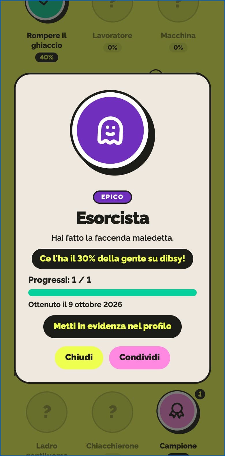 Scheda di un obiettivo di dibsy!