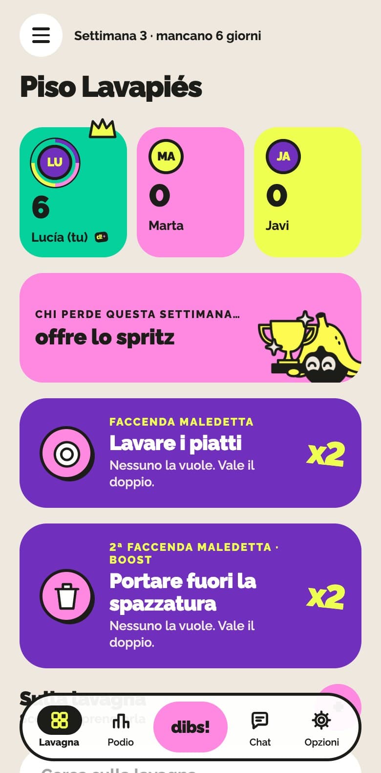 La lavagna del gruppo in dibsy!