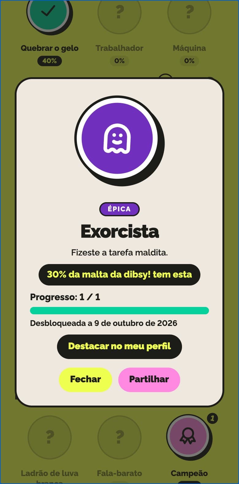 Ficha de uma conquista da dibsy!